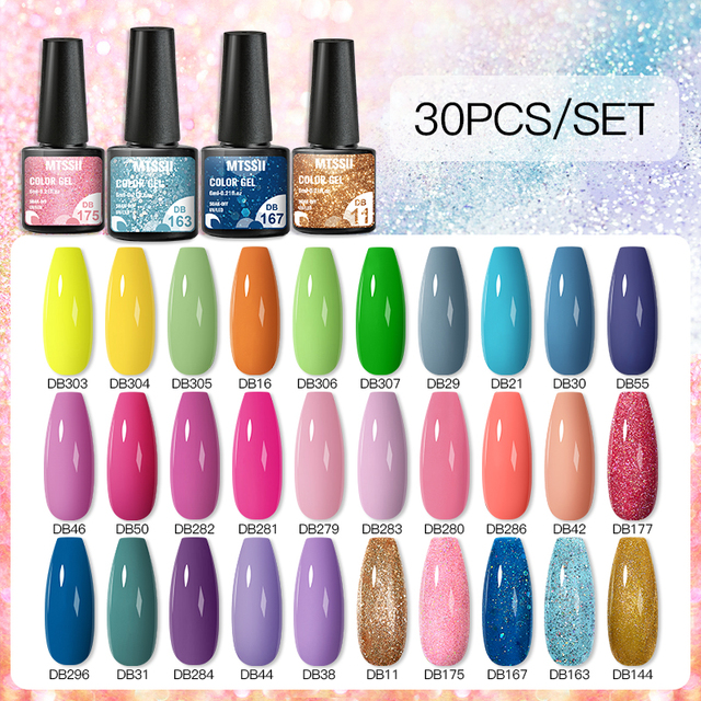 Mtssii 24/25/40/60pcs Gel Nail Polish Set Color Gel Semi Permanent UV Led Varnish Nail Art Design Soak Off Gel Set Nail Gel Set