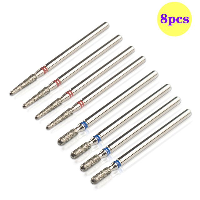 8pcs Diamond Milling Cutter for Manicure Set Nail Drill Bits Accessories Nozzles for Manicure Cutters Pedicure Sanding Nail File