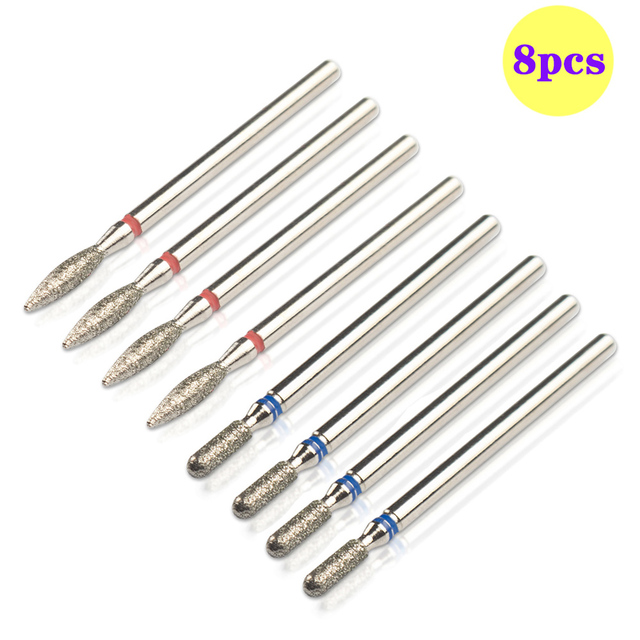 8pcs Diamond Milling Cutter for Manicure Set Nail Drill Bits Accessories Nozzles for Manicure Cutters Pedicure Sanding Nail File