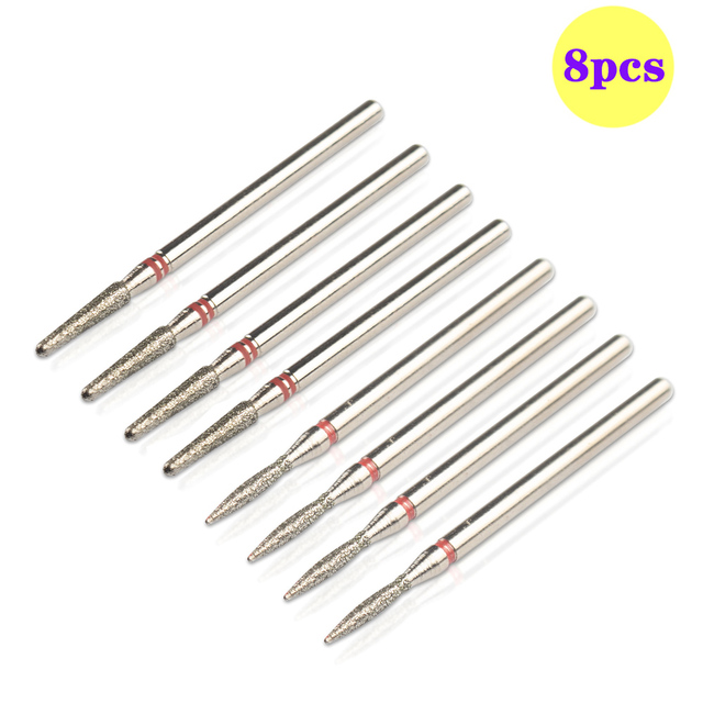 8pcs Diamond Milling Cutter for Manicure Set Nail Drill Bits Accessories Nozzles for Manicure Cutters Pedicure Sanding Nail File