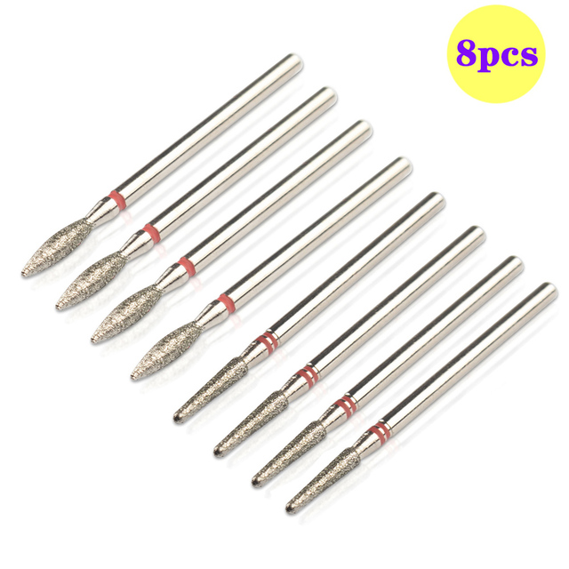 8pcs Diamond Milling Cutter for Manicure Set Nail Drill Bits Accessories Nozzles for Manicure Cutters Pedicure Sanding Nail File