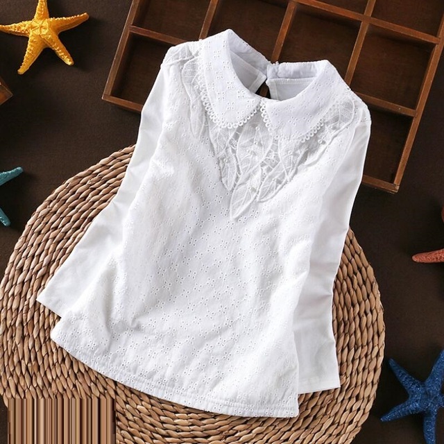 Spring Autumn Winter Girls Blouse Teen Girls Shirts Tops Cotton Lace Long Sleeve Girls Tops Shirt Kids Clothes For Kids