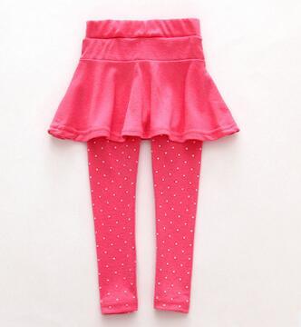 girls leggings baby girls skirt-pants baby fleece pants girls spring/autumn warm pants 2-7 years old girls pants with little dot