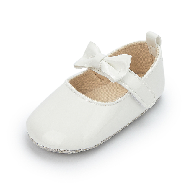 Newborn Baby Shoes Baby Boy Girl Shoes Girl Classic Bowknot Rubber Sole Anti-slip PU Leather Dress Shoes First Walker Toddler Crib Shoes