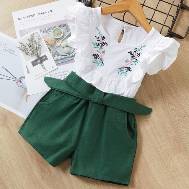 Kids Girls Clothing Sets Summer New Style Brand Baby Girls Clothes Short Sleeve T-shirt + Pant Dress 2pcs Children Clothing Suits