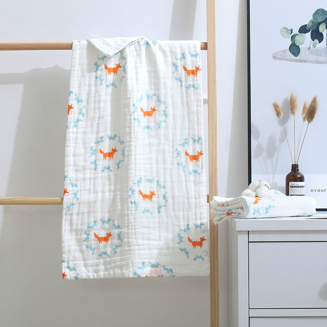 Six Layers Pure Cotton Baby Bath Towel Gauze Combed Cotton Newborn Bath Towel 35x75cm