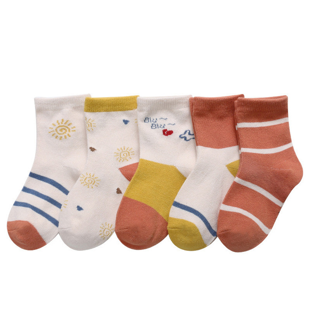 5 Pairs Cute Cartoon Kids Socks Autumn Winter Warm Baby Boys Girls Socks Soft Cotton Toddler Baby Children Socks 1-12 Years