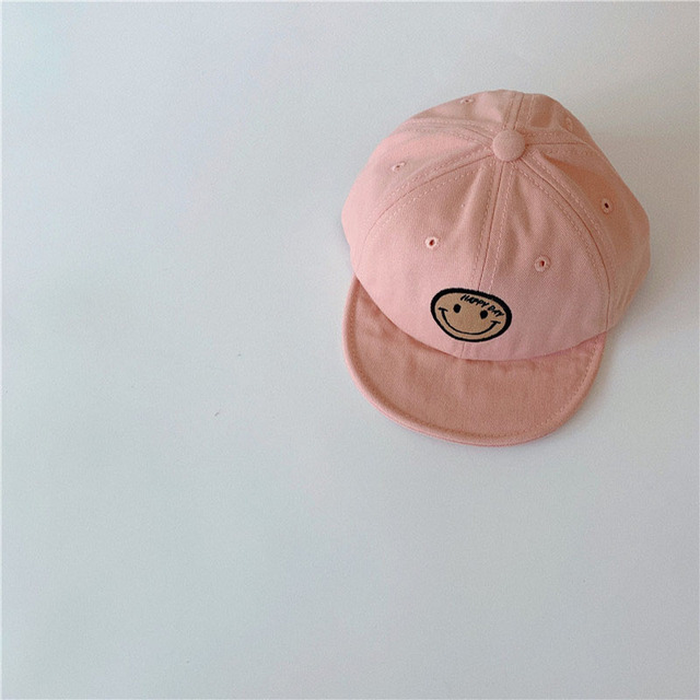 MILANCEL 2022 Spring New Kids Cap Embroidered Baseball Cap Smiley Boys and Girls Soft Brim Sunhat