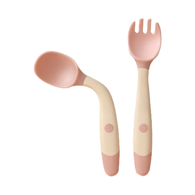 Baby Children Spoon Fork Set Soft Bendable Silicone Scoop Fork Cutlery Set Kid Training Feeding Cutlery Utensils