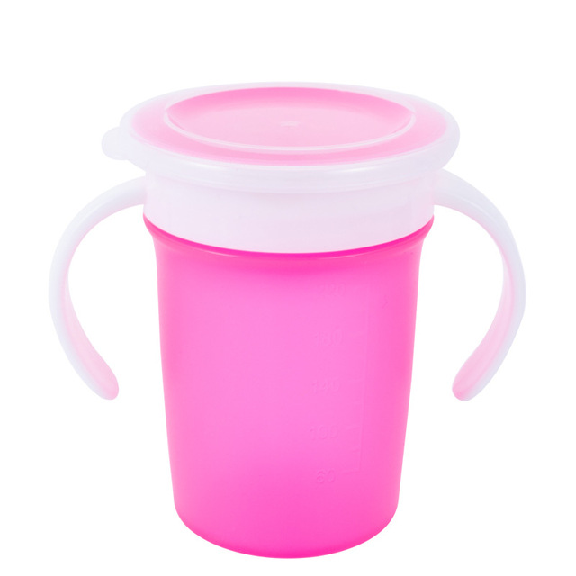 360 Degree Rotate Baby Learn Drinking Cup With Double Handle Flip Cover Leakproof Infant Water Cups BPA Free Bottle