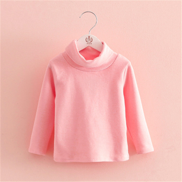 Boys T-shirt Long Sleeve Girls Shirts High Neck Baby Tee Solid Color Tops For Kids 3-8 Years