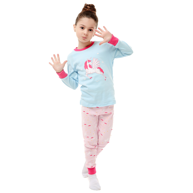 Girls Unicorn Pajamas Kids Sleepwear Dinosaur Pajamas Kids Rocket 1-8 Years New Set 2020