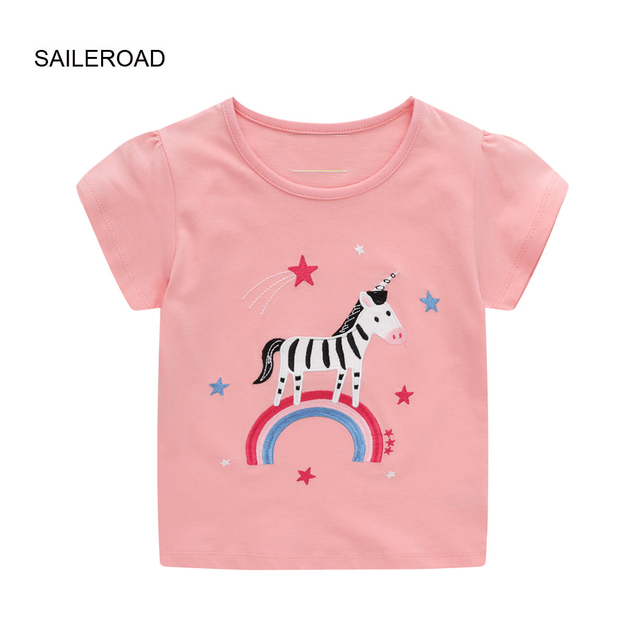 Seieroad Baby Girls 2-7 Years Animation Short Sleeve Cotton T-Shirt For Boys T Shirt Tops