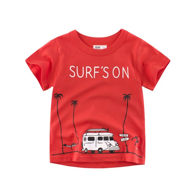 2-8 years old children's summer T-shirt, children's clothing, short-sleeved T-shirt, cartoon car T-shirt, children's cotton T-shirt