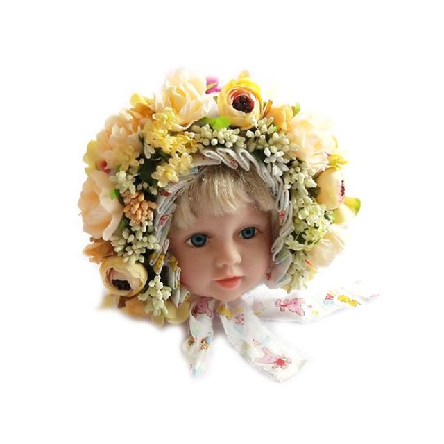 Newborn Photography Props Baby Handmade Flowers Colorful Bonnet Hat Infant Studio Shooting Photo Props Posing Accessories