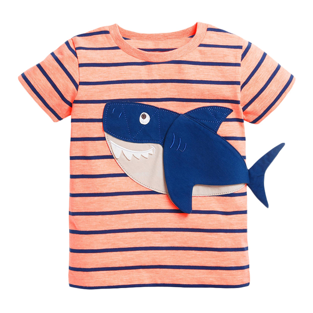 Little maven baby boys summer clothes lovely shark and whale cotton T-shirt baby boy boys kids 2-7 years