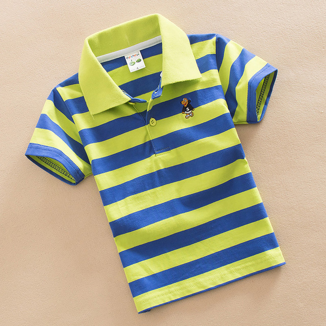 Jargazol T-shirt Children's Clothing Turn-down Collar T-shirt Summer Baby Boys Striped Color Baby Clothes