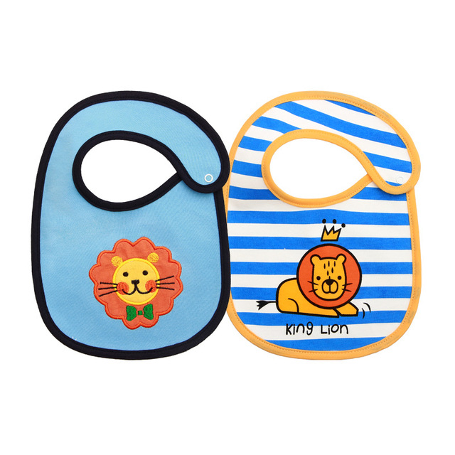 2pcs/lot infant new cartoon animal pure cotton absorbent comfortable baby bib boys and girls soft three-layer saliva towel