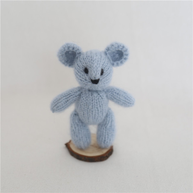 Newborn Teddy Bear Knit Mohair Animal Stuffer Photography Props Crochet Baby Photo Shoot