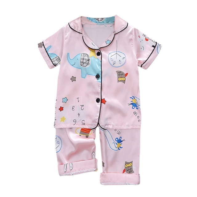 Summer 2pcs/set Kids Boys Short Sleeve Tops+Pants Sleepwear Cartoon Pajamas Home Children Girls Set 2-7 Years Kids