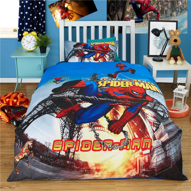 Disney Kids New Captain America The Avengers Spiderman Baby Bedding Set Twin Single Duvet Cover Pillowcase For Boys Children Gift