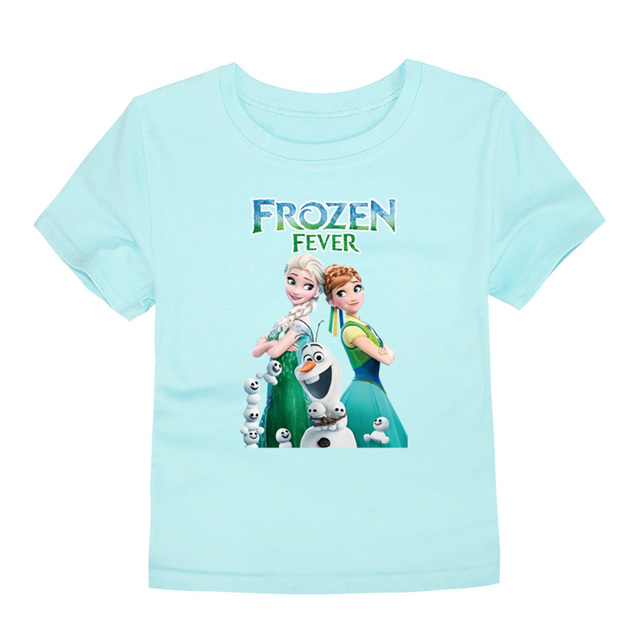 Disney Cartoon T-shirt for Boys Teens Children Summer Tops Girls Frozen Tees Anna and Elsa Cosplay T-shirt Olaf T-shirt