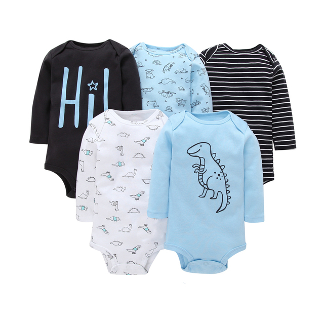 Long Sleeve Romper Cartoon Boy Girl Clothes Infant Clothes Set Newborn Costume Cotton 2022 Autumn Spring Rompers 5pcs