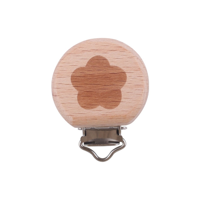 Baby Pacifier Holder Infant Nipple Dummy Grasping Toy Suspender Clip Beads Teether Metal Beech Wooden Clip Pacifier Attachments