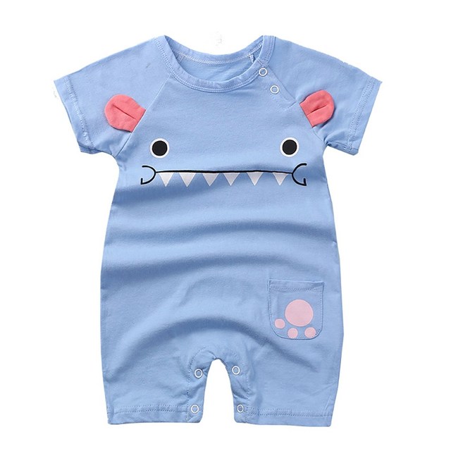 0-24 months newborn romper infant stuff baby clothes girl summer T-shirt with lucky cat kitty duck unisex clothes baby outfit