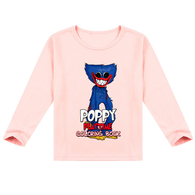 Casey Messi Houji Wai T-shirt Kids Costumes Scary Poppy Poppy Clothes for Boys Play Long Sleeve Clothes for Girls Casual T-shirts Harajuku