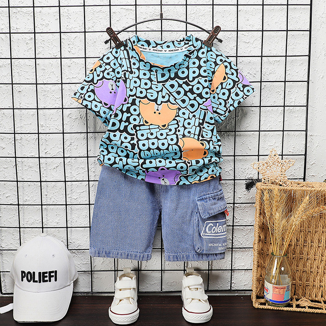 New summer baby clothes suit children boys girls cartoon cotton T-shirt shorts 2pcs/sets baby casual outfit kids tracksuits