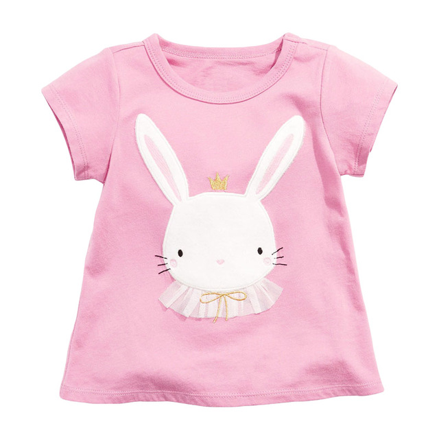 Little Maven 2022 Baby Girls New Fashion Tops Lovely Cartoon Rabbit Cotton T-shirt Soft and Comfort For Kids 2-7 Years