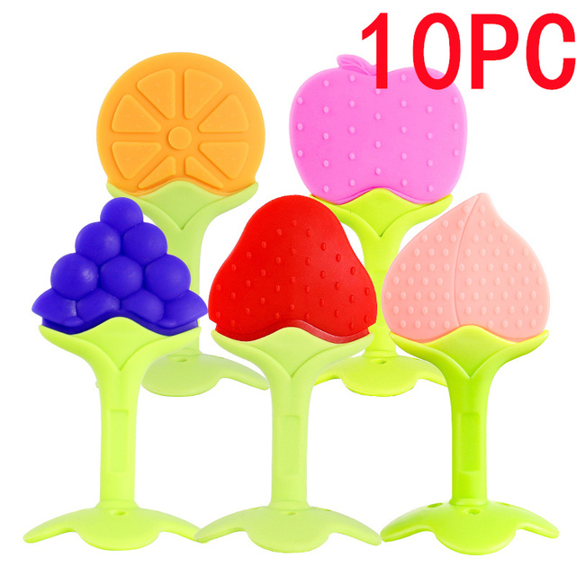 10pcs Fruit Baby Silicone Teether Baby Accessories Newborn Personalized Pacifier Cute DIY Teething BPA Free Toys for Kids