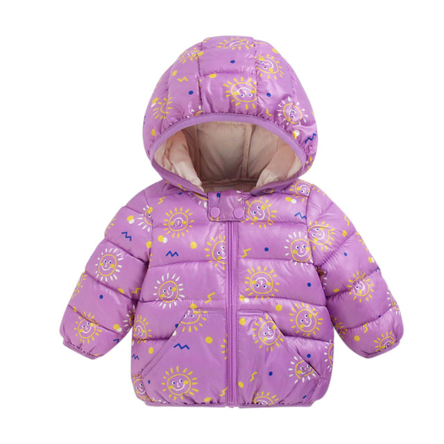 Cartoon Dinosaur Flower Print Hooded Cotton Down Jacket Baby Winter Cartoon Windproof Coat Hooded Warm Outerwear Jacket Freeship