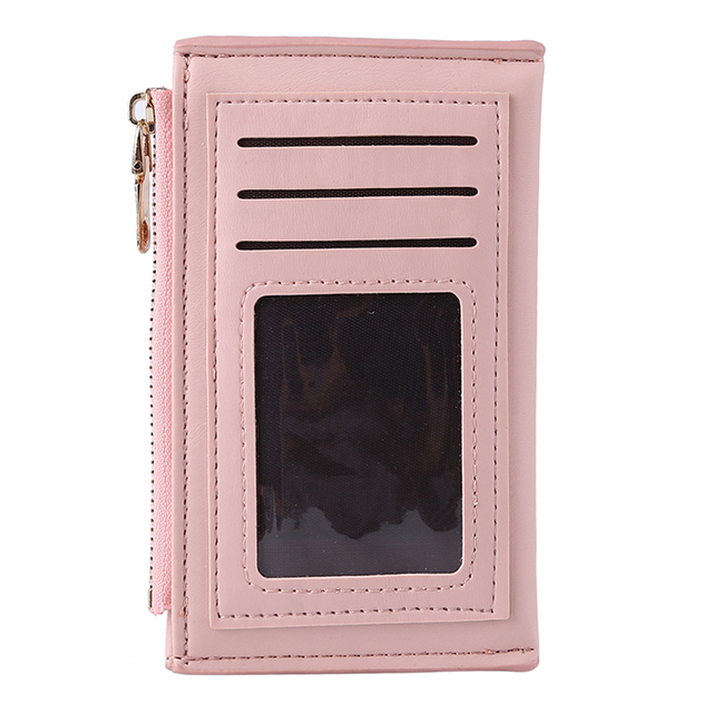 Fashion Women Solid Color Multi Slot Credit Card Holder Portable PU Leather Mini Coin Purse Multifunction Zipper Wallet