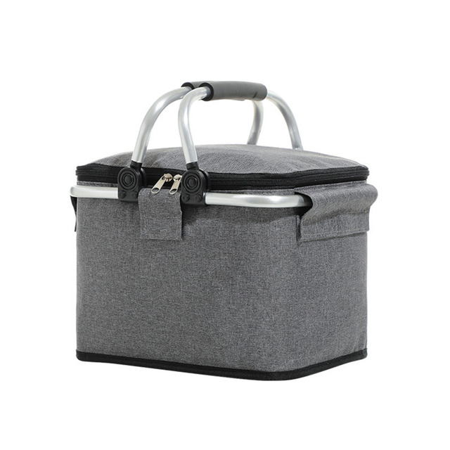 Portable Folding Picnic Camping Lunch Bags Insulated Cooler Bag Cool Hamper Storage Basket Picnic Basket