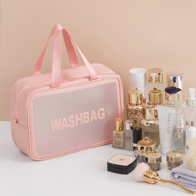 PVC transparent waterproof makeup bag for women large capacity travel portable scrub toilet makeup bag dressing storage bag