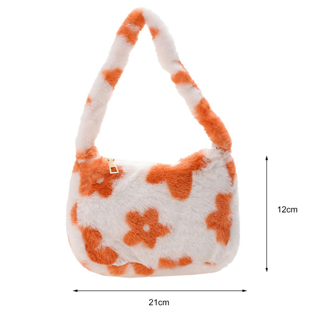 Women Shoulder Bags Soft Warm Plush Handbags Autumn Winter Fluffy All-Match Phone Evening Bags Ladies Top-Handle Bag