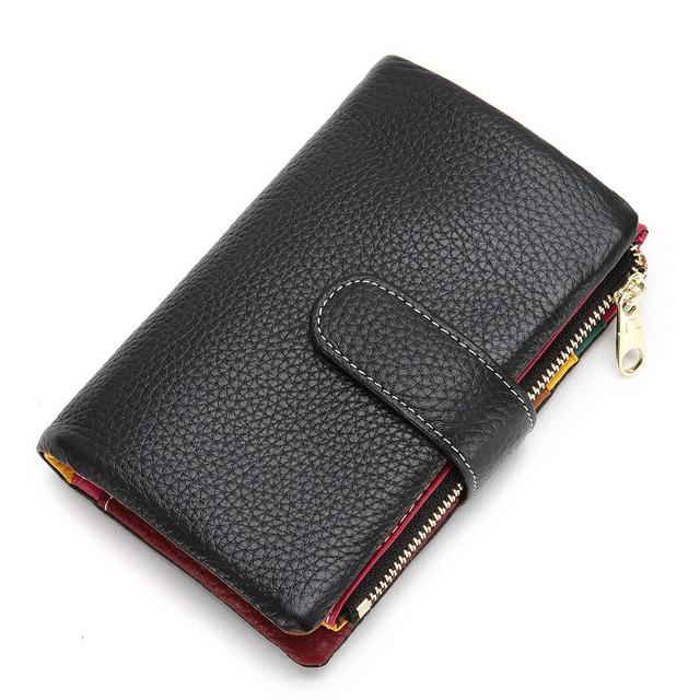 Fashion women's new small wallet multi-card zipper bag fashion buckle first layer cowhide coin purse female