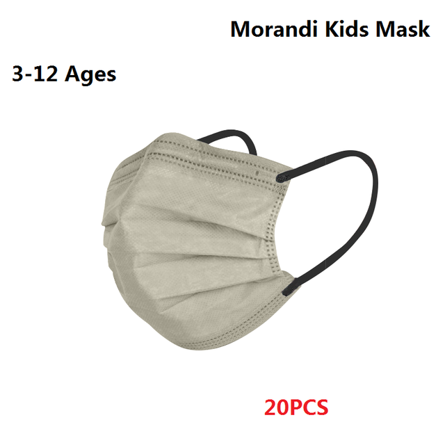 Morandi Embroidered 4 Layers Kids Mask 3-12 Years Old Children Masks Disposable Dust Mask Christmas Mask