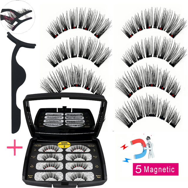 LIKOFO Magnetic Eyelashes with 5 Magnets Natural Handmade 3D/6D False Eyelashes Acrylic Box Long False Eyelashes Cosmetics for Gift