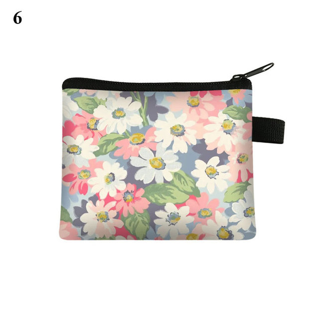 Fashion Brand Wallet Women Lovely Bowknot Flower Print Small Coin Bag Wallet Canvas Zipper Female Coin Purse Purse Earphone