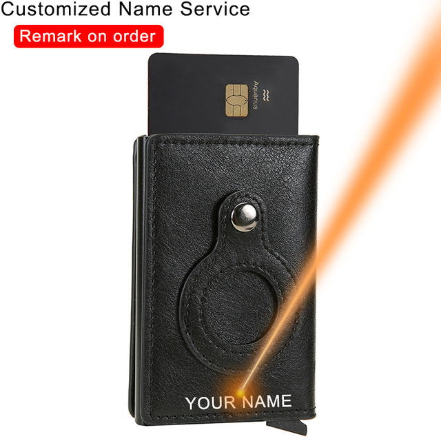 Credit Card Holders Rfid Airtag Wallet Men Carbon Fiber Thin Bank Card Holder Case Airt Tag Male Smart Mini Wallet Macsafe