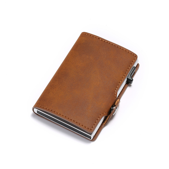 DIENQI - Leather Anti-theft Card Holder for Men and Women, Anti-magnetic, Credit Cards, Simple Wallet, Pocket Case