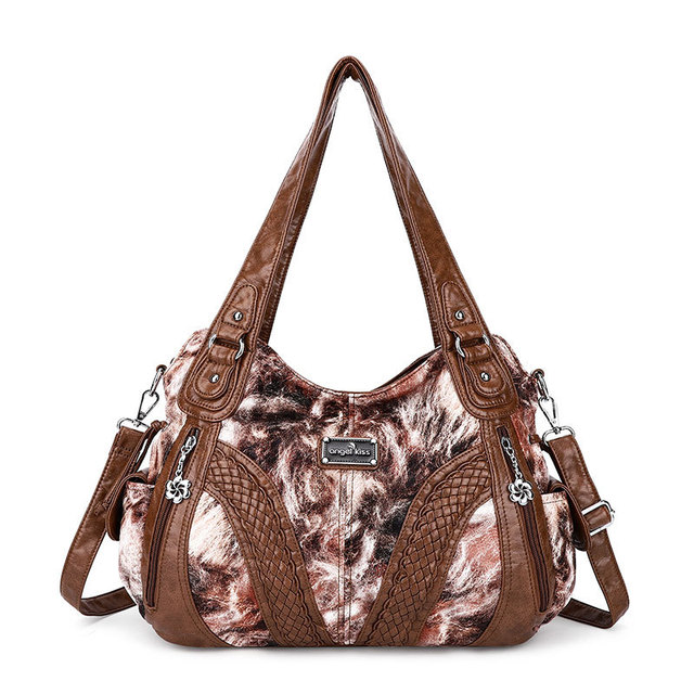 Fashion Retro Leopard Hobos Women Handbag Casual Soft PU Waterproof Large Capacity Zipper Crossbody Shoulder Bag For Female