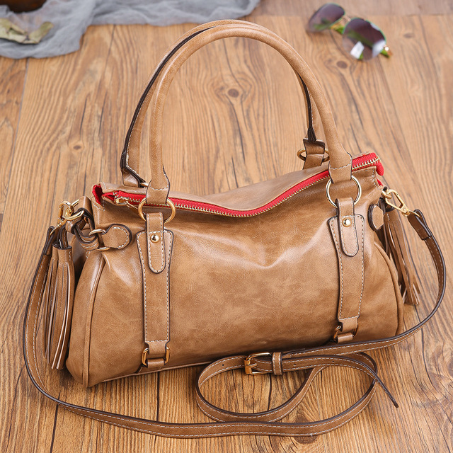 Vintage Shoulder Bag Women Retro Purses Crossbody Bowling Bag Luxury Soft Leather Elegant Leather Handbags And Purses 2021 New