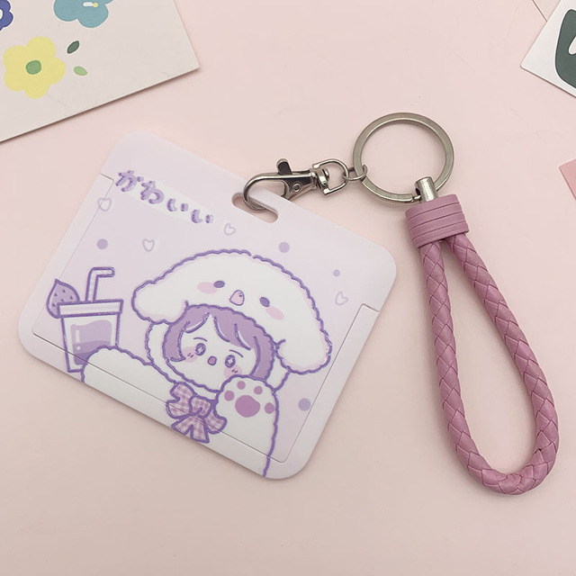 New Women Card Holder Lanyard ID Badge Card Holders Girls Cute Bear Bank Certificate Photocard Name Card Cover Female