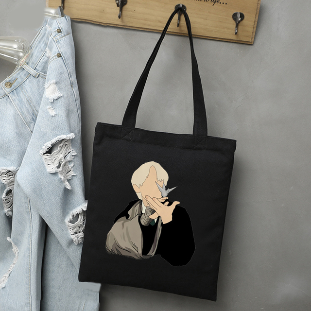 Draco Malfoy Shopping Bags Shopper Travel Bags Canvas Woman Tote Mom Designer Canvas Bags Cheap Printed Shopping Tote