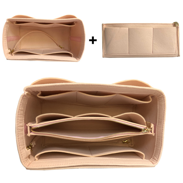 New Popular Women Makeup Organizer Felt Cloth Insert Bag Multifunction Travel Cosmetic Bag Girl Toiletry Storage Liner Bags