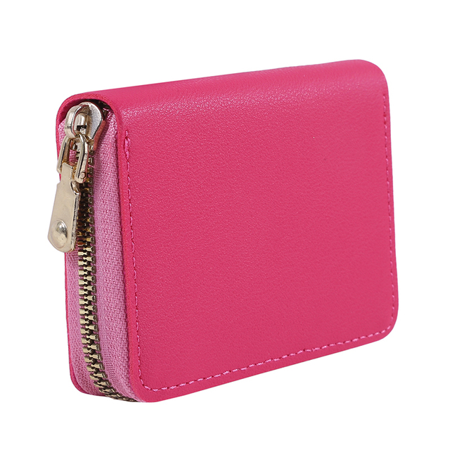 Women PU Zipper Cash ID Card Credit Card Holder Pure Color Business Card Case Name Card Holder Card Holder